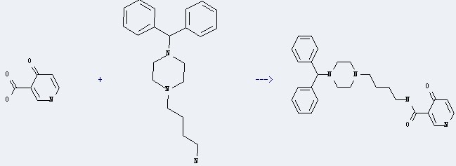 the 3-Pyridinecarboxylicacid, 1,4-dihydro-4-oxo-: It could react with 1-(4-aminobutyl)-4-diphenylmethylpiperazine to obtain the N-[4-(4-diphenylmethyl-1-piperazinyl)butyl]-1,4-dihydro-4-oxopyridine-3-carboxamide